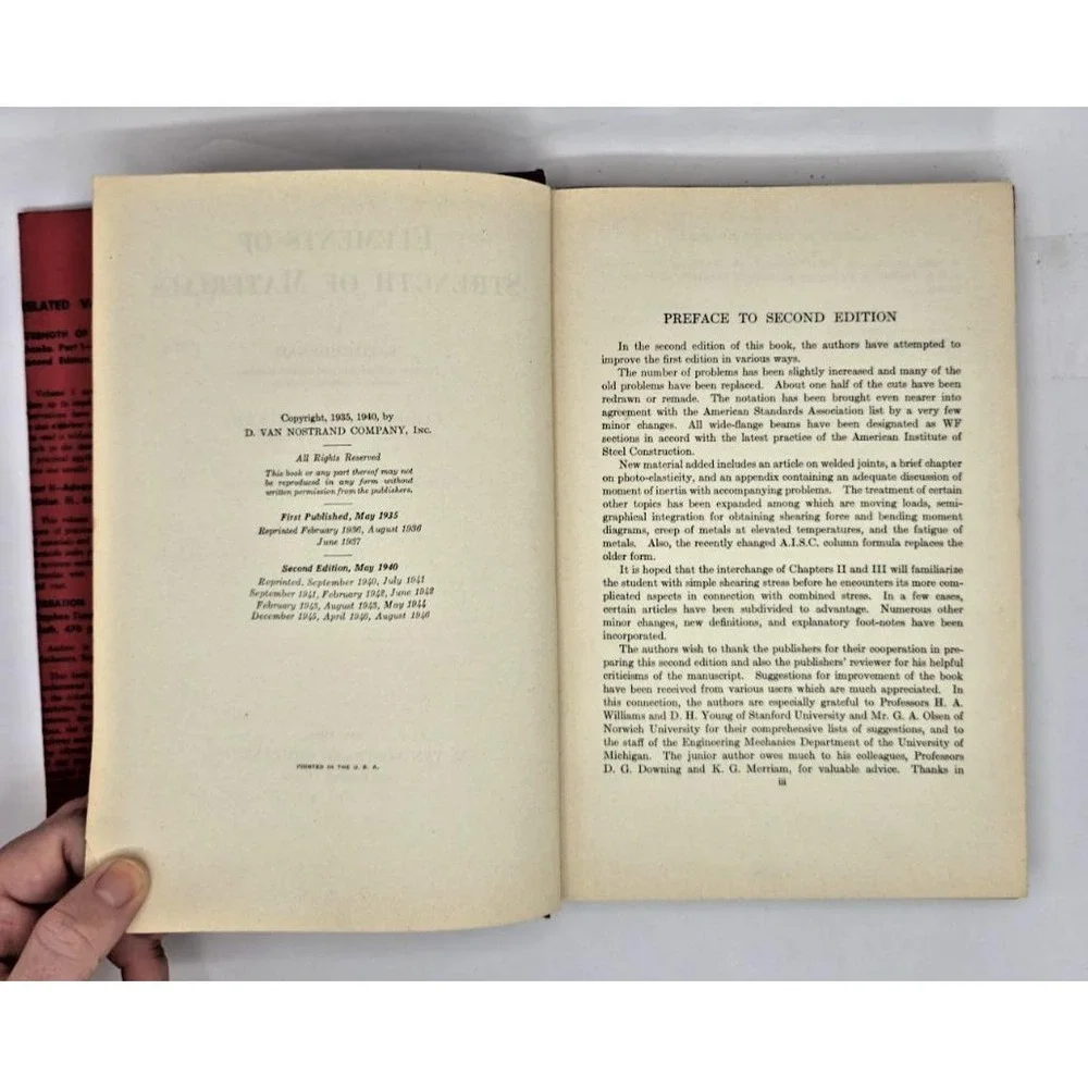 Elements of Strength of Materials‎ by Timoshenko and McCullough 1940's HC w/DJ